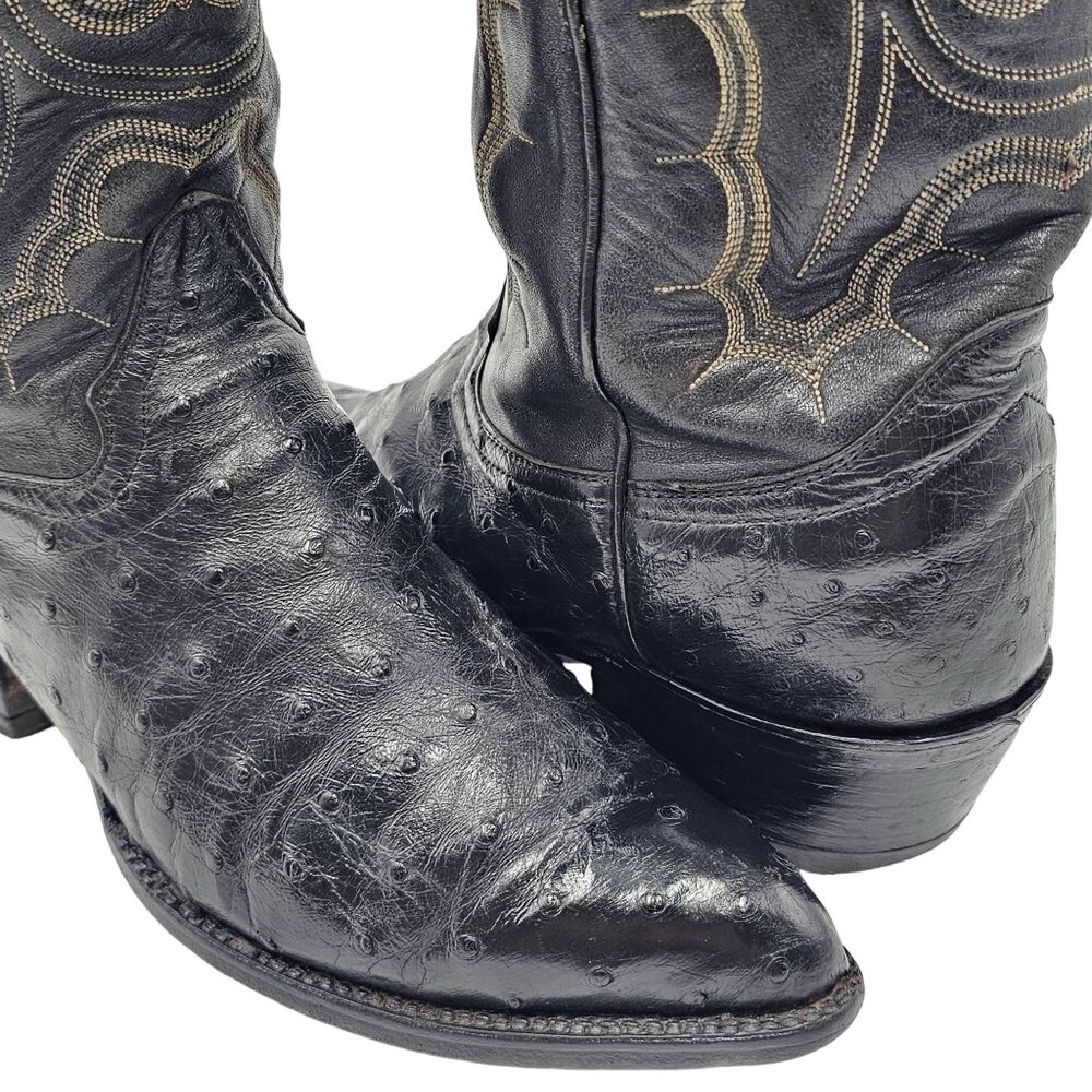 Vintage Honcho Boots Exotic Full Quill Ostrich Black Cowboy Western Mens 10D USA - Picture 7 of 16